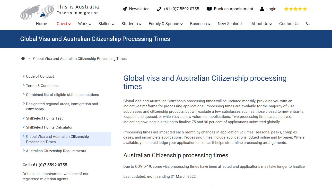 Global visa and Australian Citizenship processing times